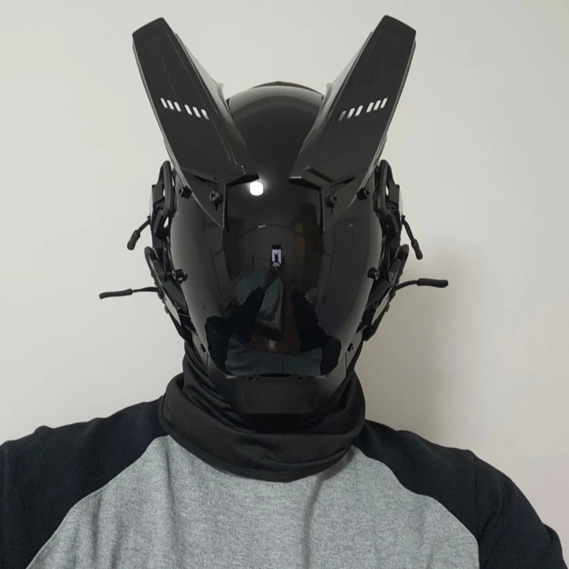Máscara Cyberpunk para hombres, máscara LED de cuerno de buey, ropa técnica Punk futurista, Cosplay de Halloween, accesorios para fiestas y festivales de música