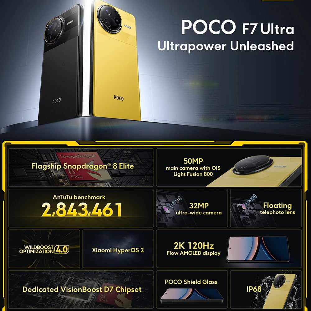 Smartphone POCO F7 Ultra 5G NFC 12GB/256GB Versión Global, procesador Snapdragon 8 Elite, cámara OIS de 50 MP, pantalla AMOLED de 6,67"