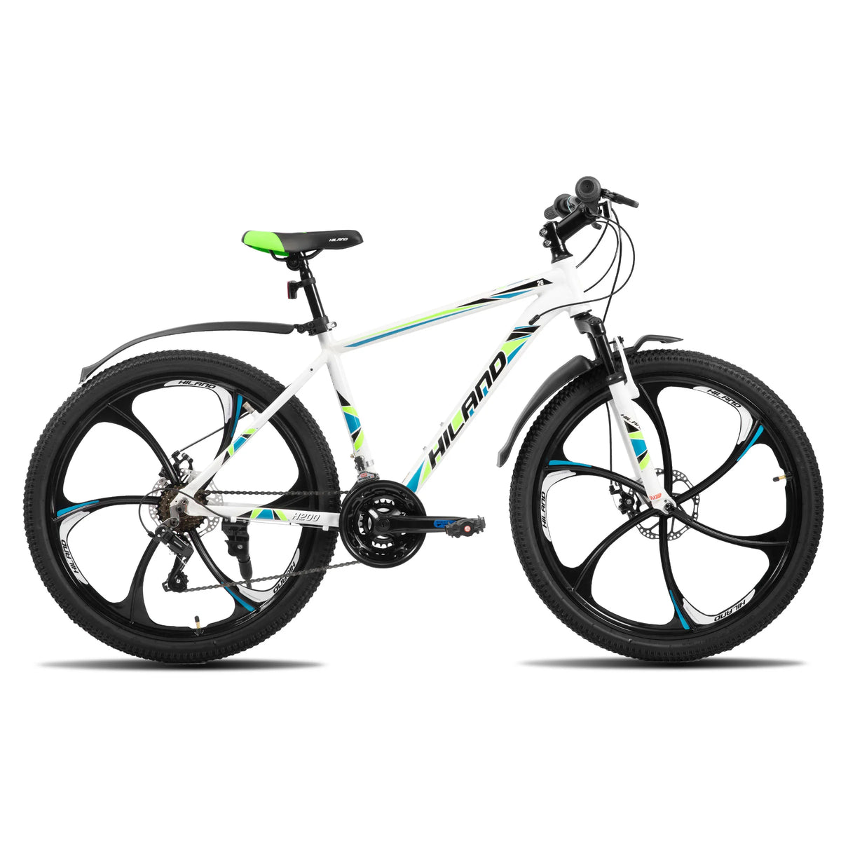 Bicicleta de montaña HILAND de 6 radios, transmisión de 18 velocidades, cuadro de aluminio, ruedas de 26 pulgadas, bicicleta con freno de disco para hombre y mujer, MTB para hombre