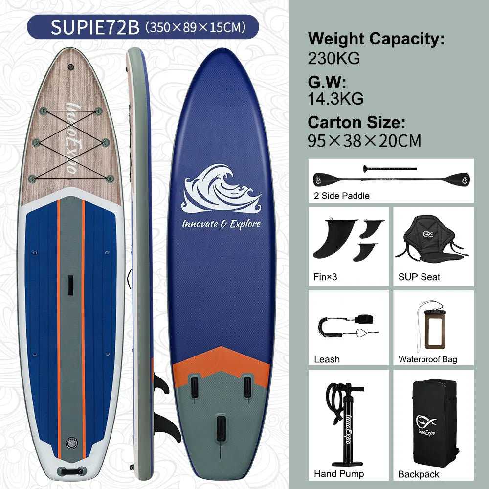 Tabla de Paddle Surf Inflable InnoExpo de 320-350 cm, Tabla de Surf SUP Antideslizante para Deportes Acuáticos con Accesorios