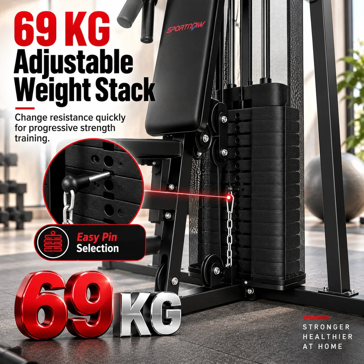 Sistema completo de entrenamiento físico en casa para la pérdida de peso y el aumento de la fuerza, máquina de gimnasio multifuncional con capacidad para ejercicios de todo el cuerpo, resistencia ajustable, diseño cómodo