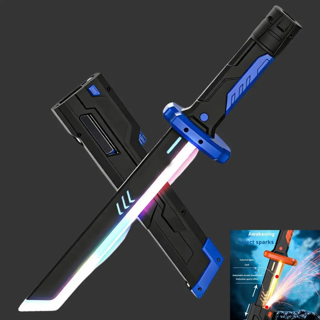 Espada láser de juguete brillante, colorida y luminosa, sable láser rojo y azul, espada telescópica de cosplay, juguete intermitente genial