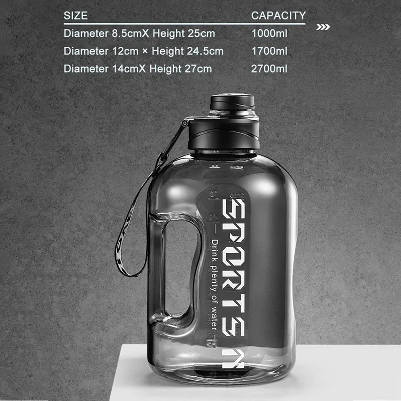 Botella de agua de gran capacidad de 2 litros, hervidor de agua deportivo para gimnasio, para acampar, viajar, botellas para beber sin BPA