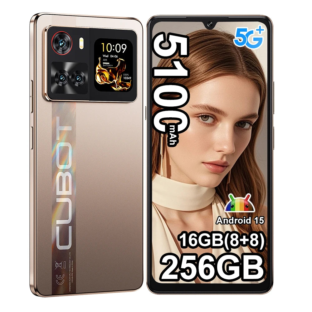 Smartphone Cubot X100 Android 15 Dimensity 7025 5G 6.88" 120Hz, 16GB(8+8) RAM 256GB ROM Cámara de 64MP 5100mAh 33W NFC