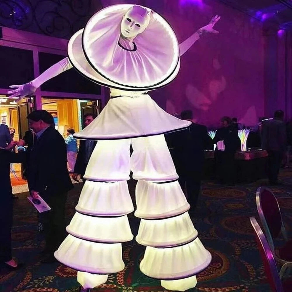 Traje de Robot LED Gogo, cambio de Color, disfraz de andador de paletas iluminadas, vestido gigante luminoso, actuación en club nocturno, disfraz de Halloween