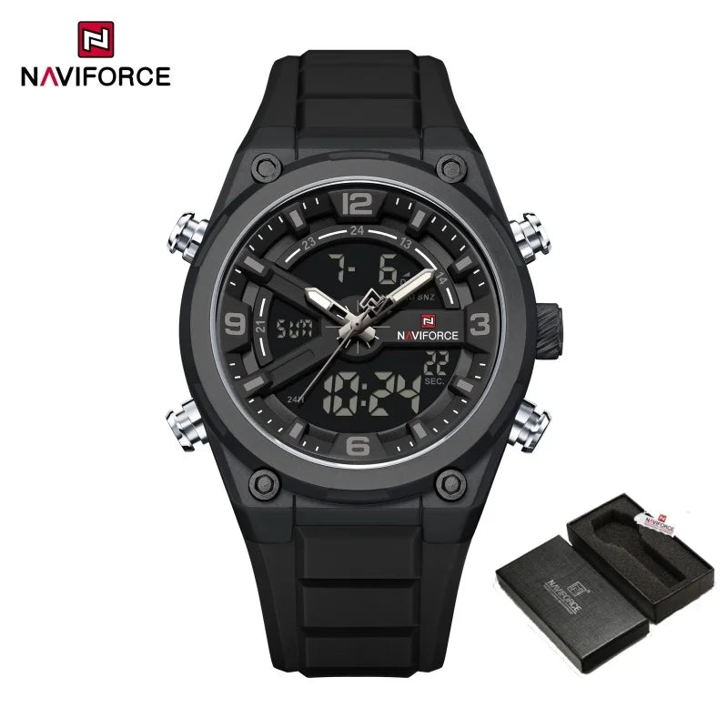 Reloj deportivo NAVIFORCE NF9265, nuevo modelo, resistente al agua y a los golpes, con calendario luminoso y correa de silicona para hombre