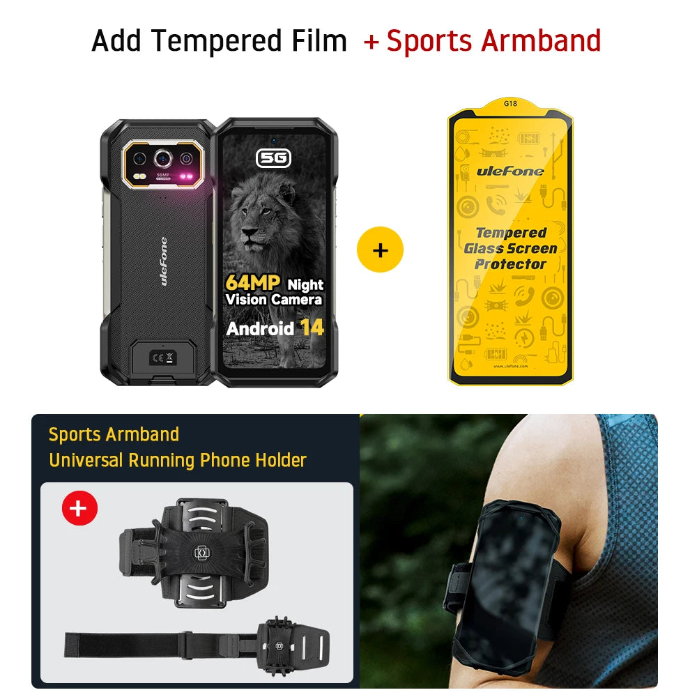 Teléfono resistente Ulefone Armor 27 Pro 5G, smartphone de 10600mAh, Android 14, cámara de visión nocturna de 50MP+64MP, hasta 24GB+256GB, NFC