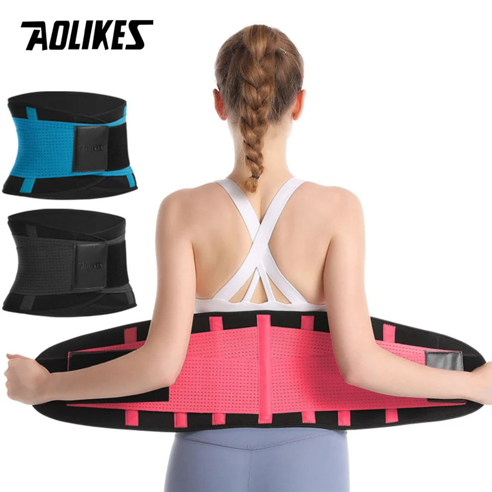 AOLIKES-cinturón recortador de cintura para hombres y mujeres, soporte Lumbar para la espalda, gimnasio, Fitness, cinturón de levantamiento de pesas, entrenador de cintura Abdominal ajustable