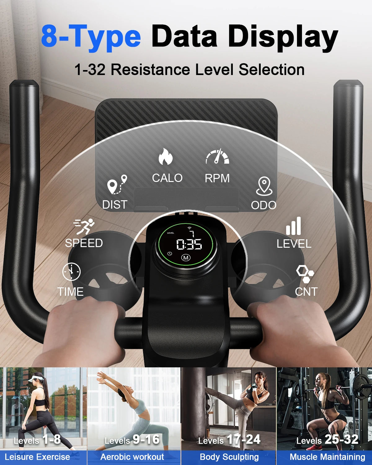 Superun-bicicleta estática con Control magnético, soporte grande para tableta, asiento cómodo, bicicleta de ciclismo interior, Cardio, Fitness