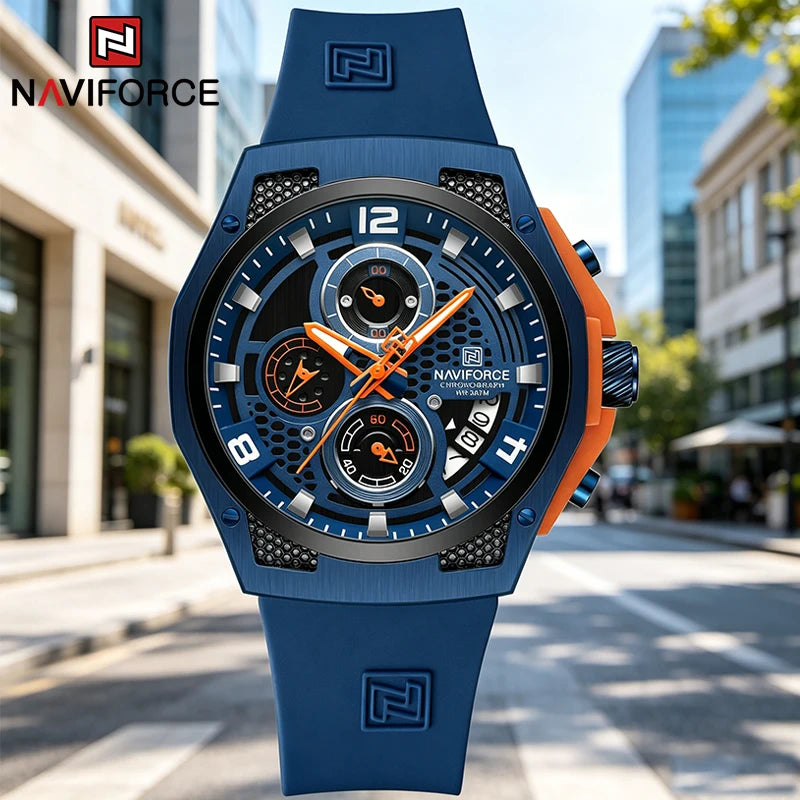 Reloj deportivo de moda NAVIFORCE, cronógrafo clásico, reloj militar de marca superior para hombre, cuarzo con fecha automática, reloj masculino resistente al agua