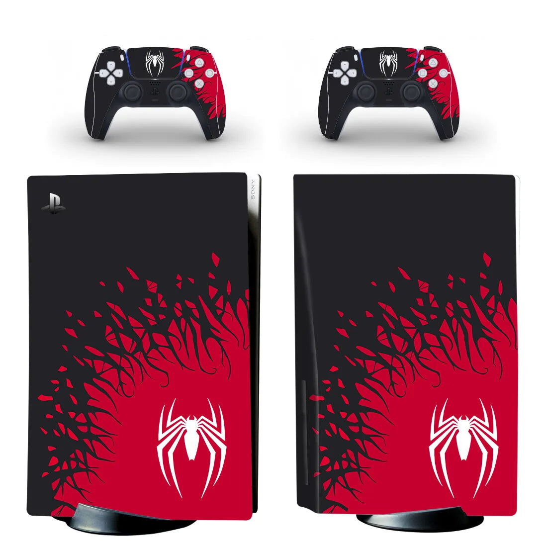 Adhesivo de película Spider para PS5 edición disco, funda protectora para consola y 2 mandos, vinilo para PS5 edición disco