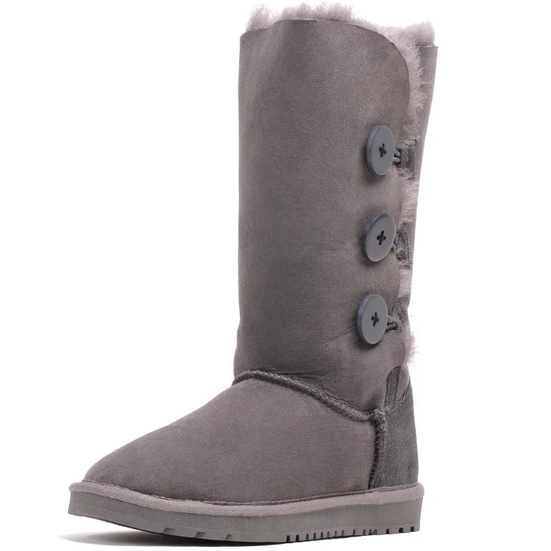 Nueva llegada botas de mujer 2025 botas de cuero clásicas botas de nieve de piel de oveja auténtica para mujer zapatos cálidos de invierno botas
