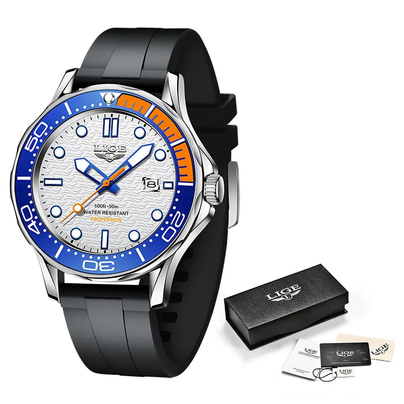 2025 LIGE New Business Mens Watches Top Brand Luxury Dive Watch For Men Waterproof Date Clock Sport Watch Relogio Masculino+Box