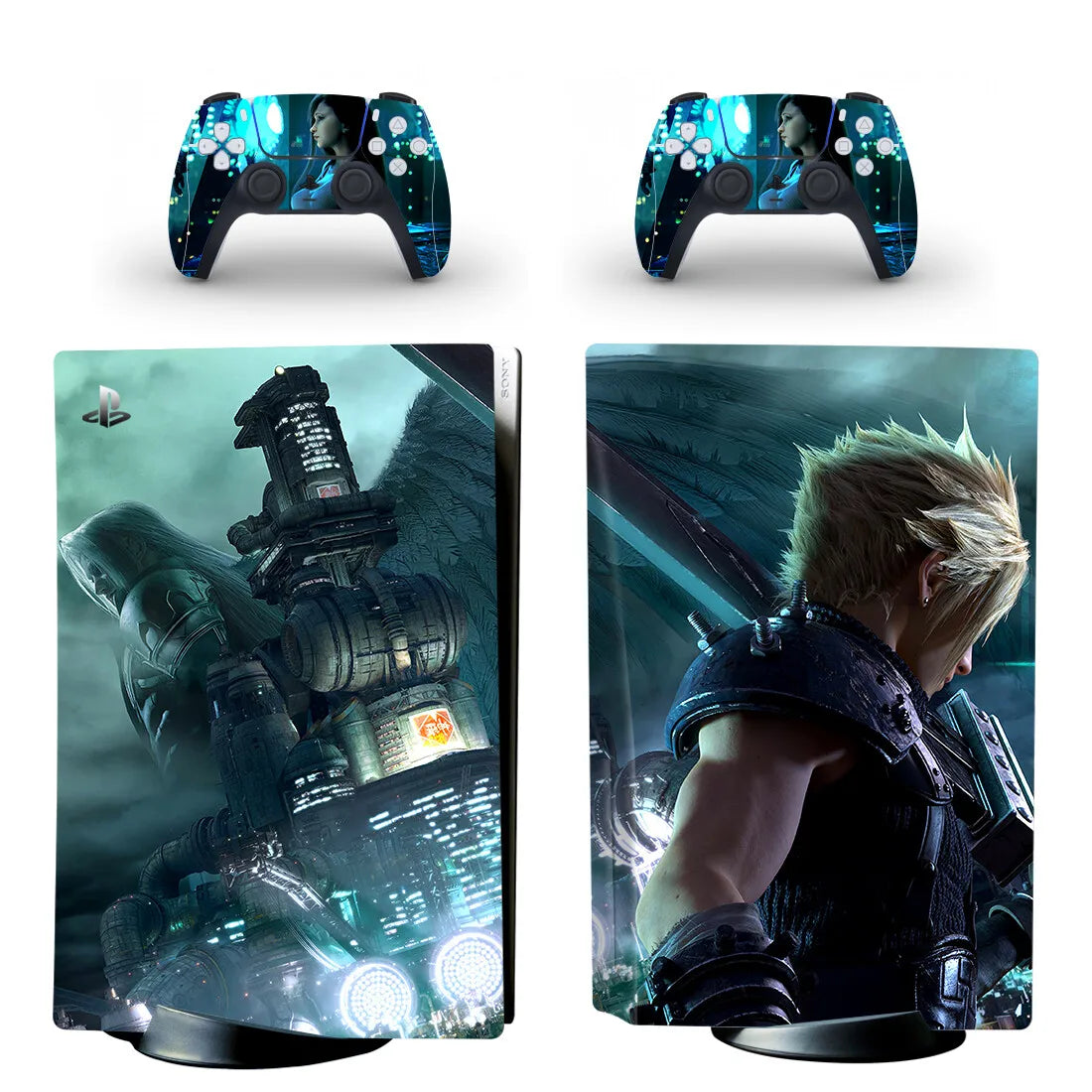 Adhesivo protector de vinilo para consola PS5 y 2 mandos, diseño de Final Fantasy (versión disco)