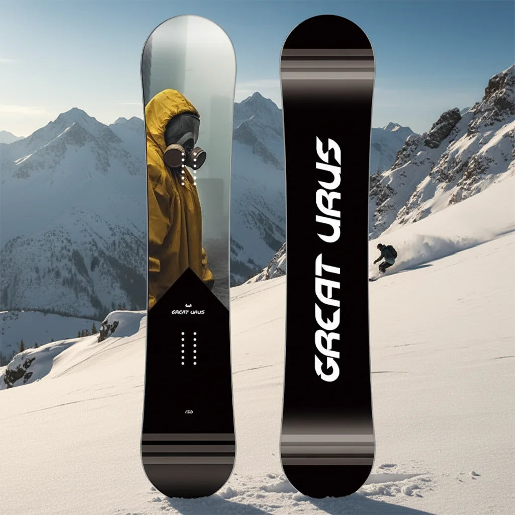 Tabla de Snowboard Profesional para Adultos, Diseño Post Apocalíptico con Gráficos de Flores Planas y Perfil de Flexión Bidireccional