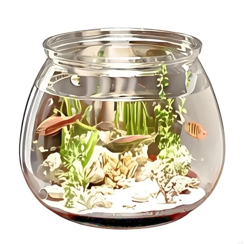 Acuario redondo para peces y tortugas, centro de mesa fácil de limpiar, pecera de escritorio J0MC