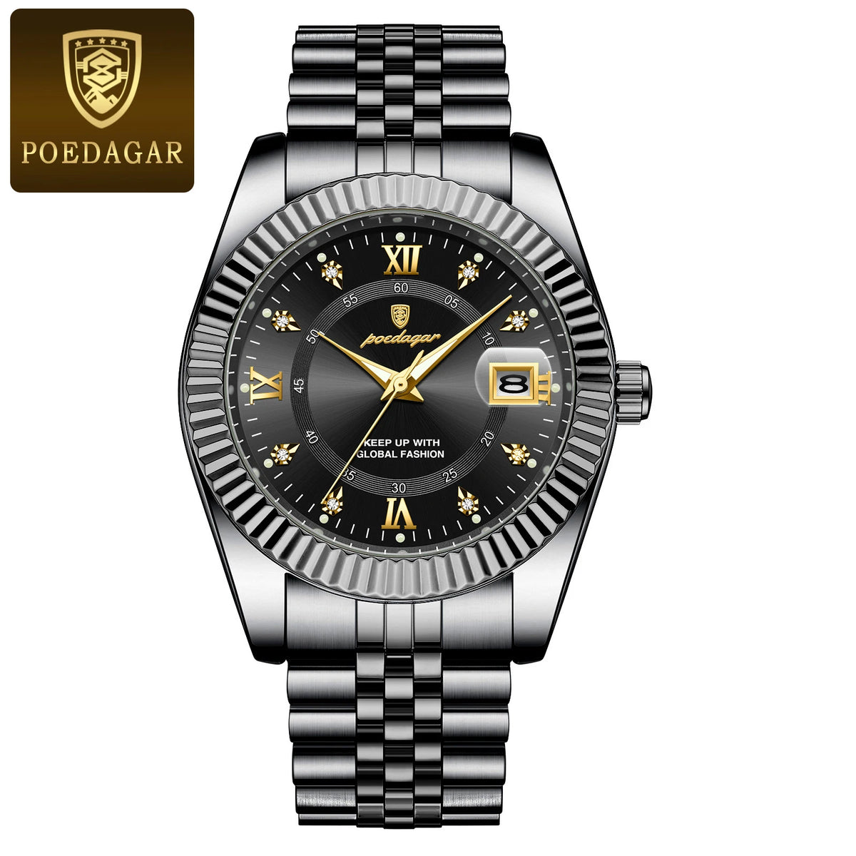 Reloj de lujo para hombre POEDAGAR, resistente al agua, acero inoxidable, luminoso, reloj de pulsera militar, cronógrafo de cuarzo para negocios