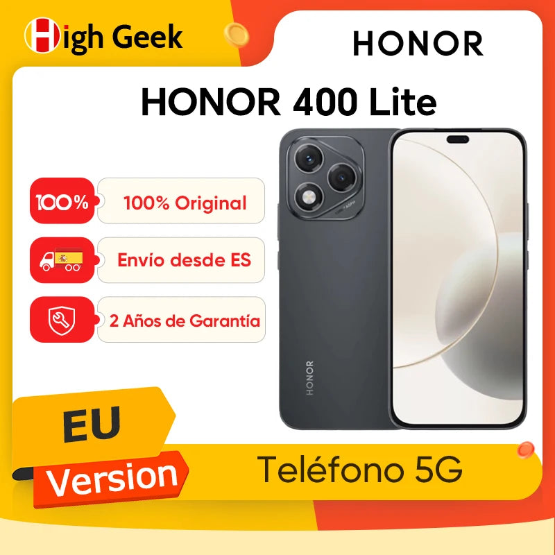 Smartphone HONOR 400 Lite 5G Versión UE, procesador MTK Dimensity 7025-Ultra, cámara principal de 108 MP, batería de 5230 mAh, pantalla AMOLED de 6,7 pulgadas