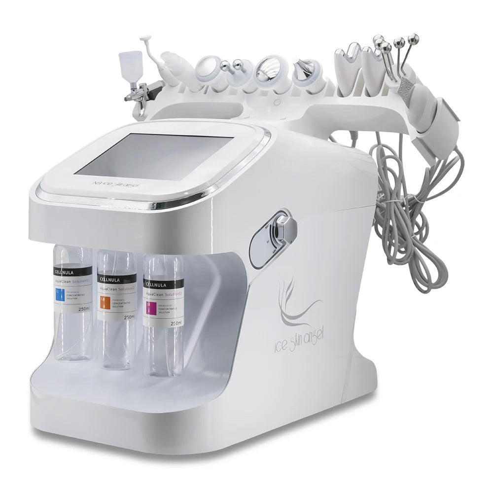 Novlora 10 en 1 Máquina Facial de Hidro-Oxígeno Ice Skin, Limpieza Profunda, Eliminador de Puntos Negros, Microdermoabrasión, Peeling Acuático, Exfoliante para la Piel, Cuidado de la Piel, SPA