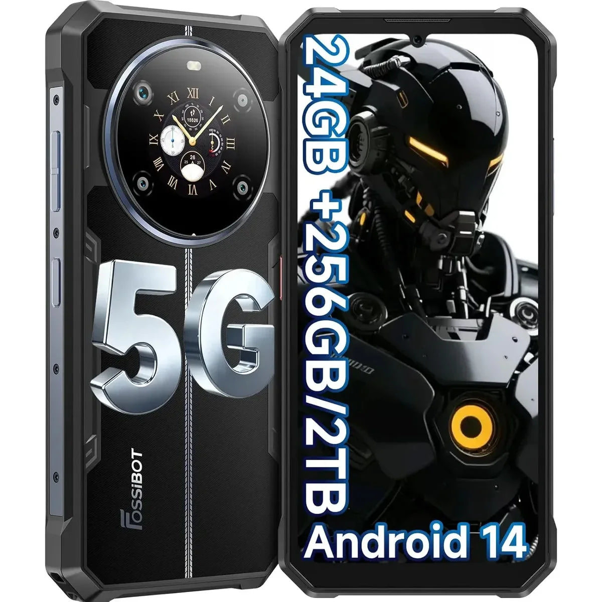 Smartphone Fossibot F109 8GB 256GB 5G Teléfono Robusto 10600mAh Pantalla 6.745" Cámara 50MP Pantalla Dual Desbloqueo Facial Android 14 NFC