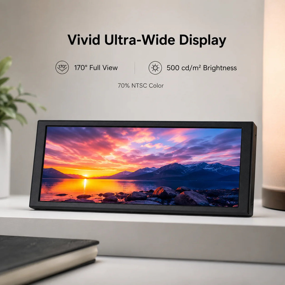 LESOWN Monitor táctil de 6,9/7,9 pulgadas, pantalla táctil HDMI larga de 1280 × 400 para Raspberry Pi, monitorización de temperatura del hardware del PC