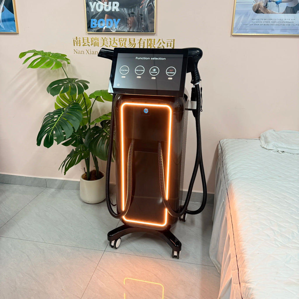 Dispositivo profesional de depilación láser de diodo 4 en 1 de 5000 W con 4 longitudes de onda, IPL y dispositivo de fotorejuvenecimiento Pico RF