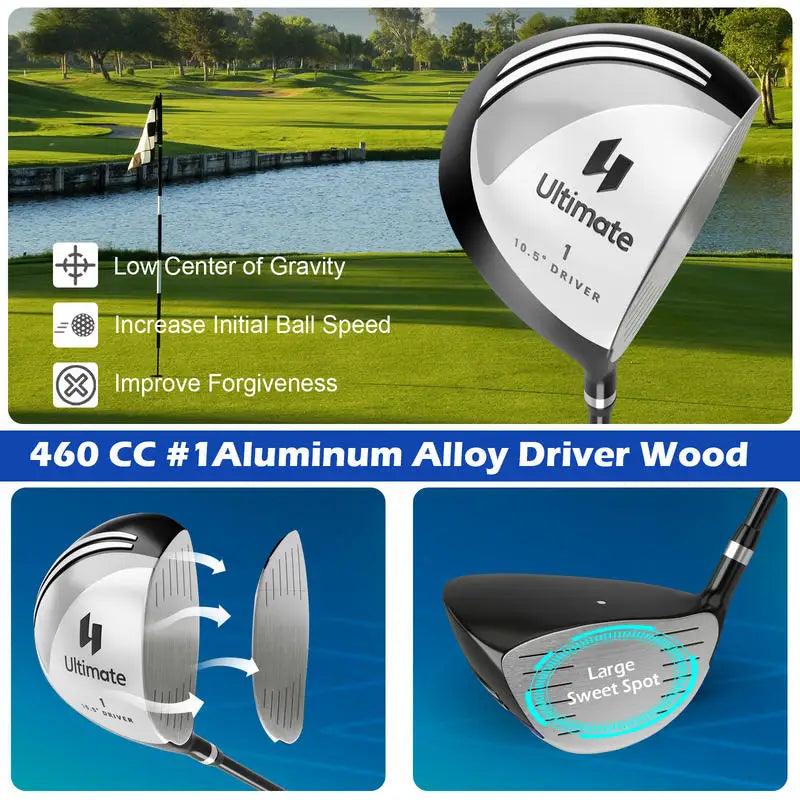 Juego Completo de 9 Palos de Golf para Hombre - Gris
