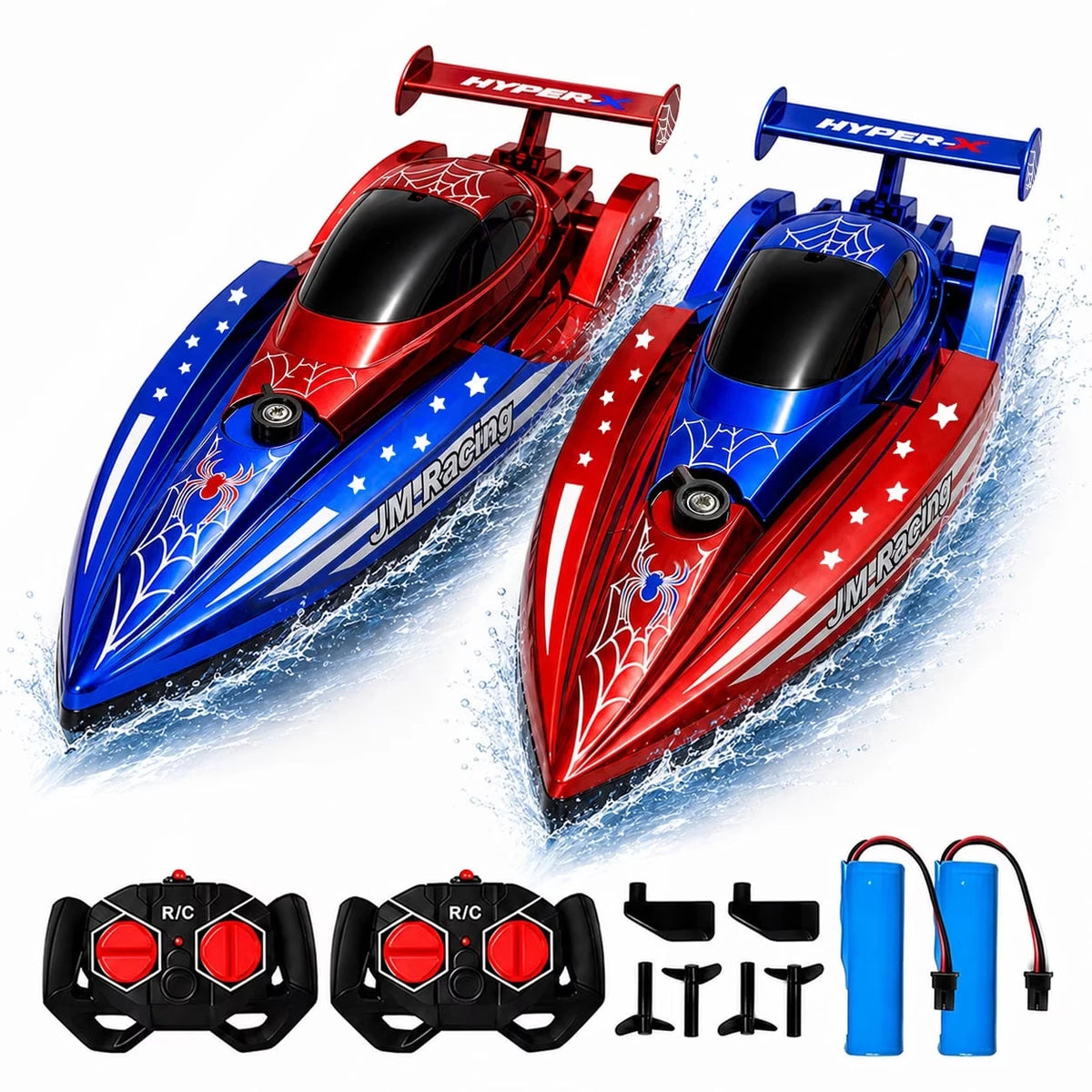 RC Boat for Kids 2.4GHz Remote Control Racing Speed Boat Rechargeable Electric Water Toy Spider Boat Pool Lake Outdoor Toy Gift