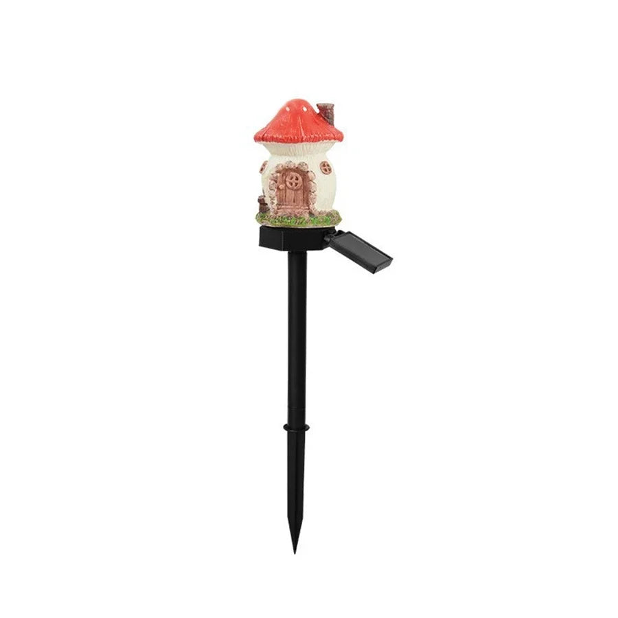 Luz LED Solar para césped, casa de hadas en miniatura artesanal, decoración para exteriores con energía Solar, luz LED para jardín, lámpara navideña de resina para cabaña