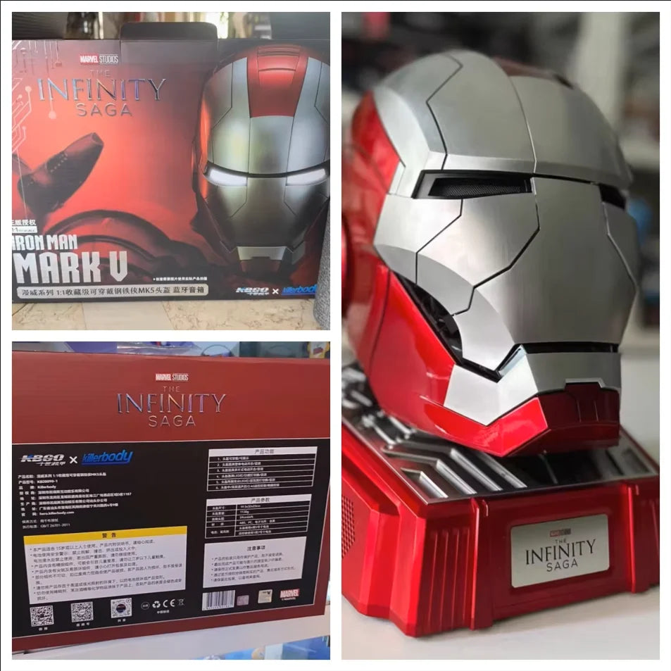 Máscara Iron Man MK5 Pro Max, Casco MK17, Juguetes Eléctricos, Control por Voz Jarvis, Apertura y Cierre Automático, Adorno Mecánico Coleccionable