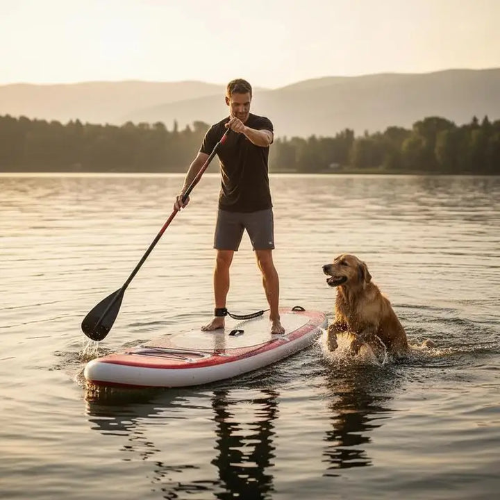 Set de Tabla SUP Inflable Color Rojo 300 x 76 x 10 cm, Modelo Compacto y Ligero de Gran Maniobrabilidad, Equipo de Paddle Surf Ideal para Principiantes y Paseos Recreativos en Aguas Tranquilas