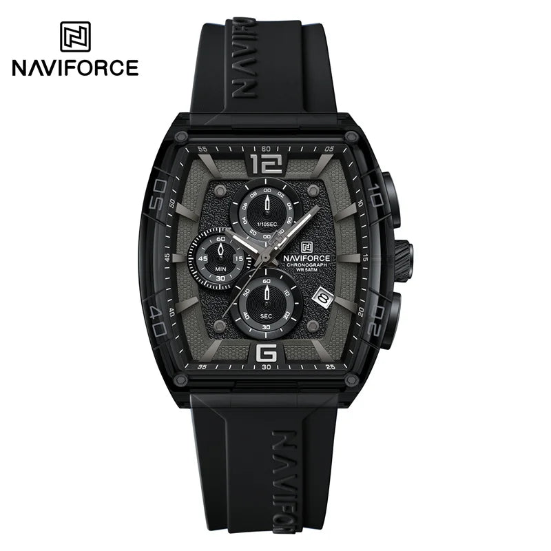 Reloj de moda para hombre de la mejor marca NAVIFORCE, cuarzo, correa de silicona, resistente al agua 50M, fecha, reloj de pulsera original para hombre 2025