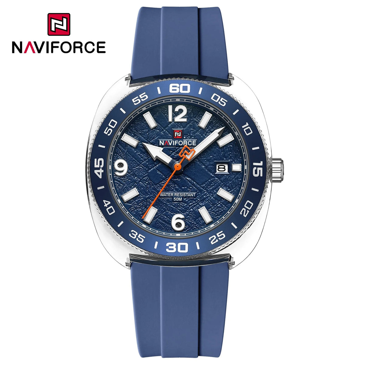 Nuevo reloj de moda para hombre NAVIFORCE con movimiento de cuarzo, pantalla con manecillas luminosas, resistencia al agua de 50 m y correa de silicona