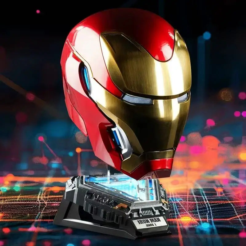 Casco Iron Man MK5, Real, portátil, apertura eléctrica automática, cierre, regalo de Año Nuevo para el Día de los niños, figura de acción coleccionable, juguete
