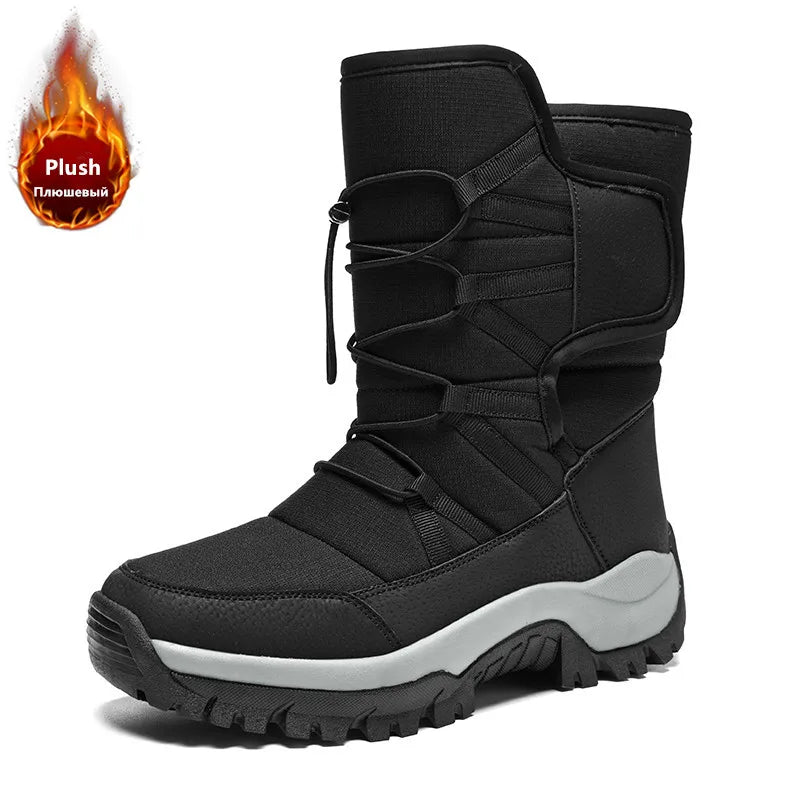 Botines de invierno para mujer, botas de nieve para mantener el calor, botas de senderismo con plataforma sin cordones para exteriores, botas de felpa gruesas para mujer
