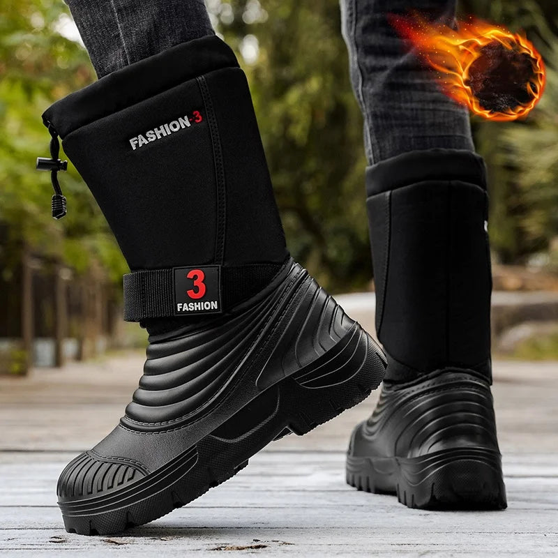 Botas de nieve nuevas para hombre, ideales para otoño e invierno, con forro polar y suela gruesa, resistentes al frío, cálidas para actividades al aire libre, impermeables, antideslizantes y aptas para senderismo.
