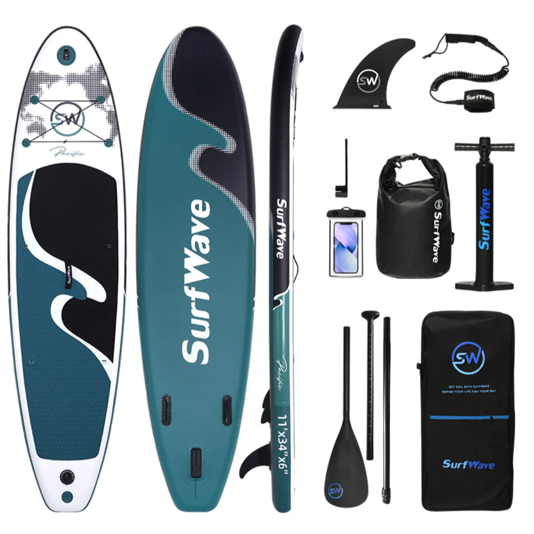 Tabla de Surf SurfWave 335x86x15cm, Tabla de Paddle Surf Inflable Antideslizante para Deportes Acuáticos