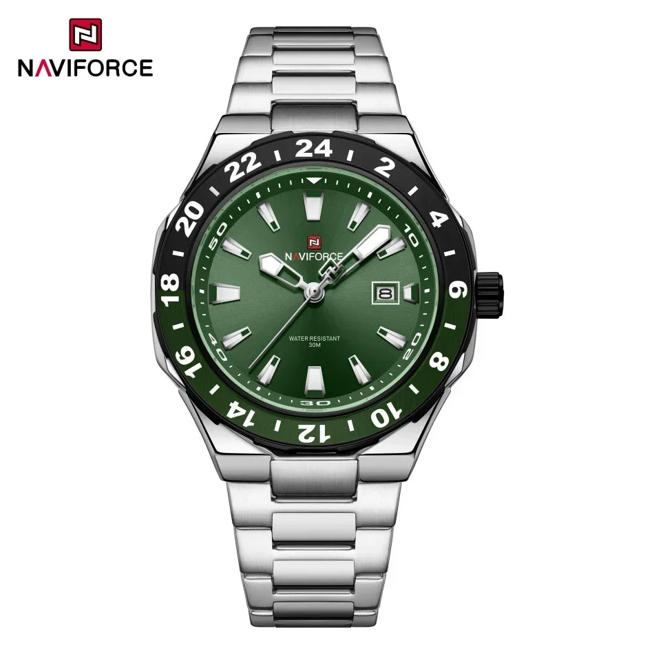 Relojes de lujo para hombre NAVIFORCE, reloj deportivo de cuarzo resistente al agua, reloj de pulsera militar con correa de acero inoxidable, Relogio Masculino