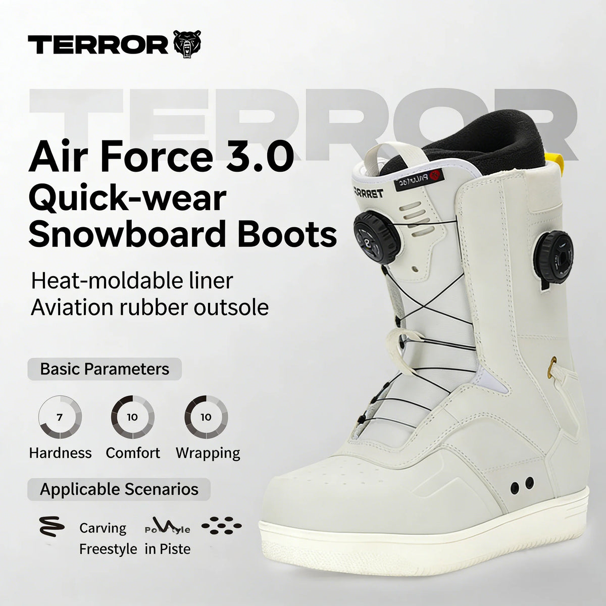 Botas de Snowboard 3.0 de Calzado Rápido para Unisex, Freestyle, Park, Carving, Eva + Cuero, Impermeables, para Snowboard/Esquí