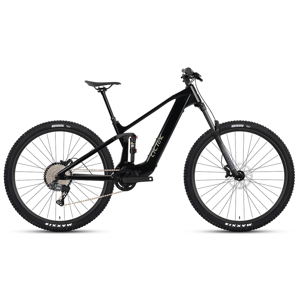 Bicicleta de montaña eléctrica M820 Mid Drive Motor EM19 de carbono con doble suspensión, inalámbrica y tija telescópica