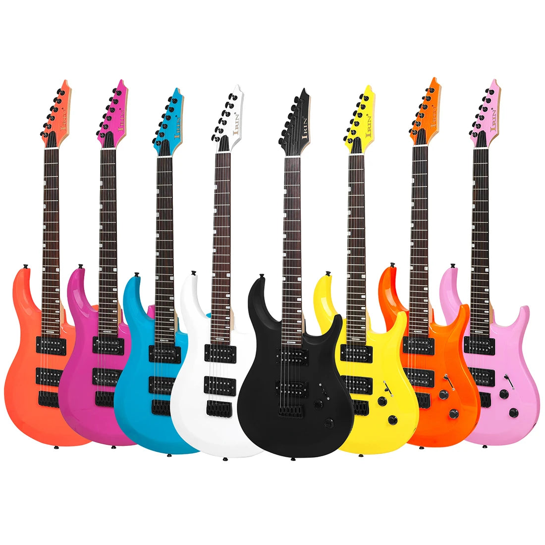 IRIN-Guitarra eléctrica de 6 cuerdas, 24 trastes, cuerpo Oguman, mástil de arce, Guitarra eléctrica colorida con Cable de conexión de llave de bolsa