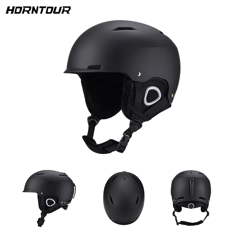 Casco de esquí Horntour para hombre y mujer, con lentes de nieve integradas, equipo de seguridad para esquí en exteriores, ideal para mantenerse abrigado.