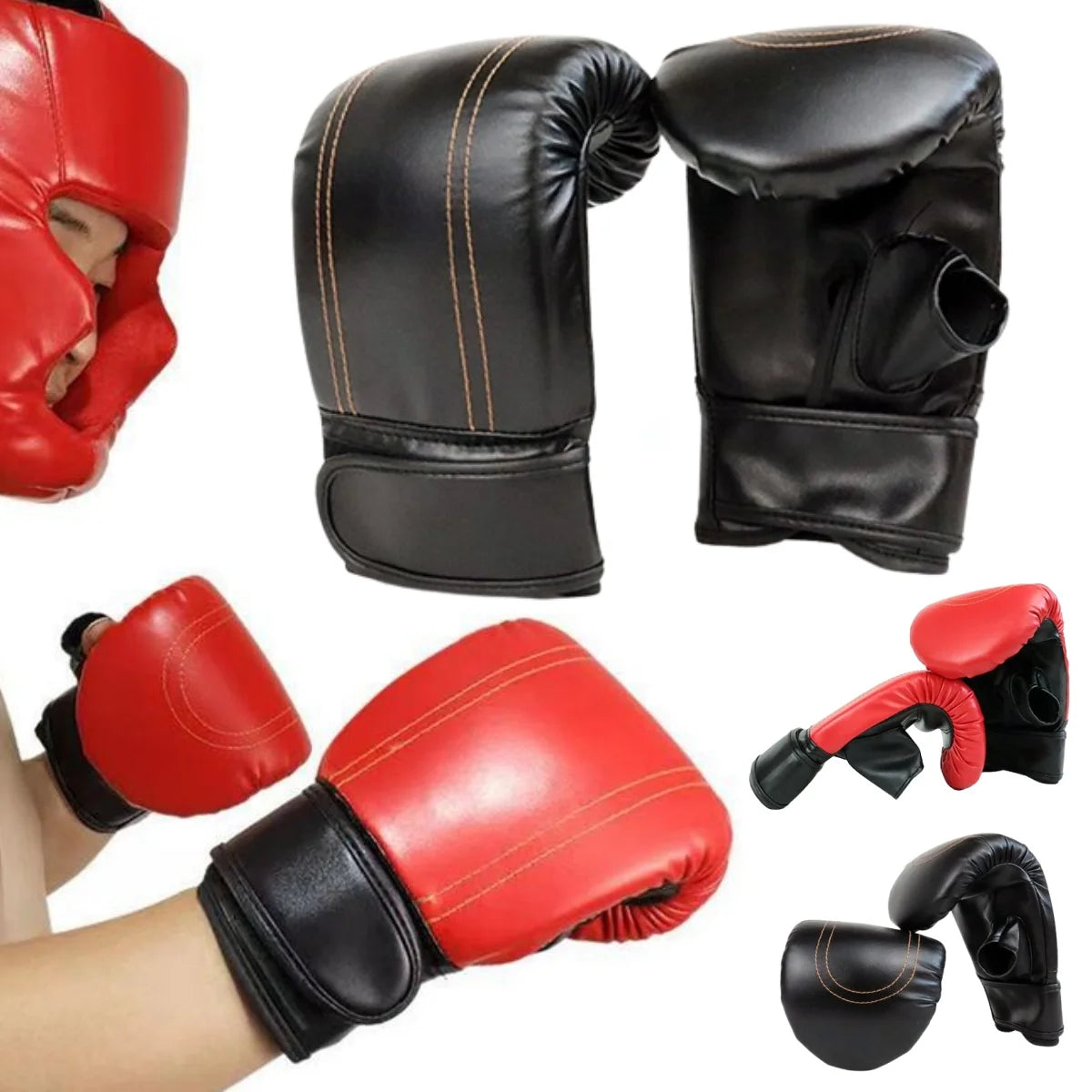 Guantes de boxeo Unisex, manoplas de cuero PU, Protección deportiva, entrenamiento de boxeo, hombre y mujer