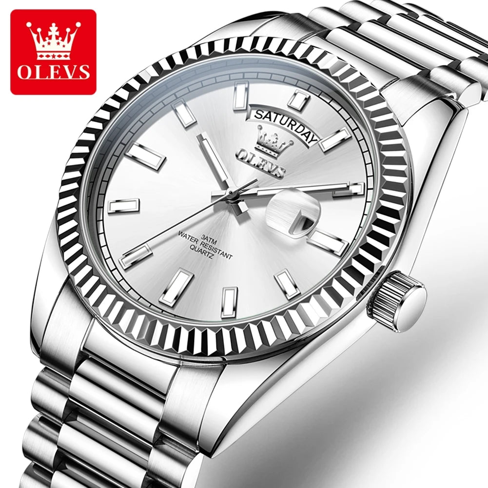 Reloj para hombre OLEVS 5650, de lujo, original, deportivo, de cuarzo, resistente al agua, con luminiscencia, día y fecha, regalo para hombre