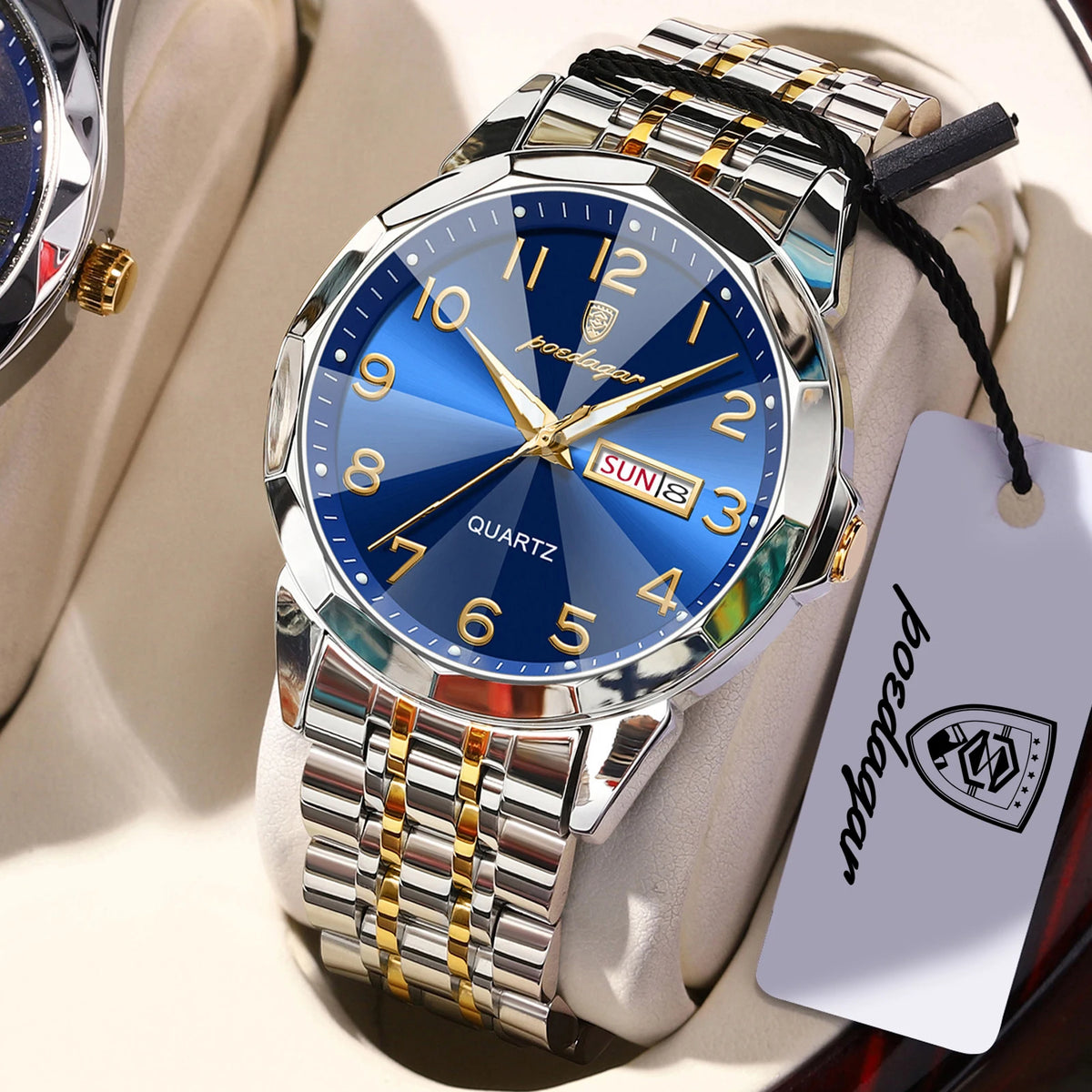 POEDAGAR Top Luxury Men Wristwatch Waterproof Luminous Date Week Man Clock Business Stainless Steel Quartz Fashion Men's Watches