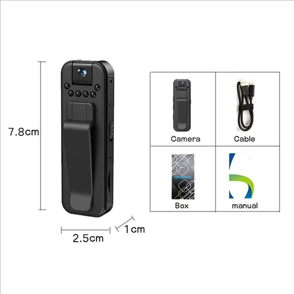 Mini cámara HD 1080P, grabadora de vídeo Digital pequeña portátil, videocámara de videovigilancia de visión nocturna, cámara corporal de policía infrarroja