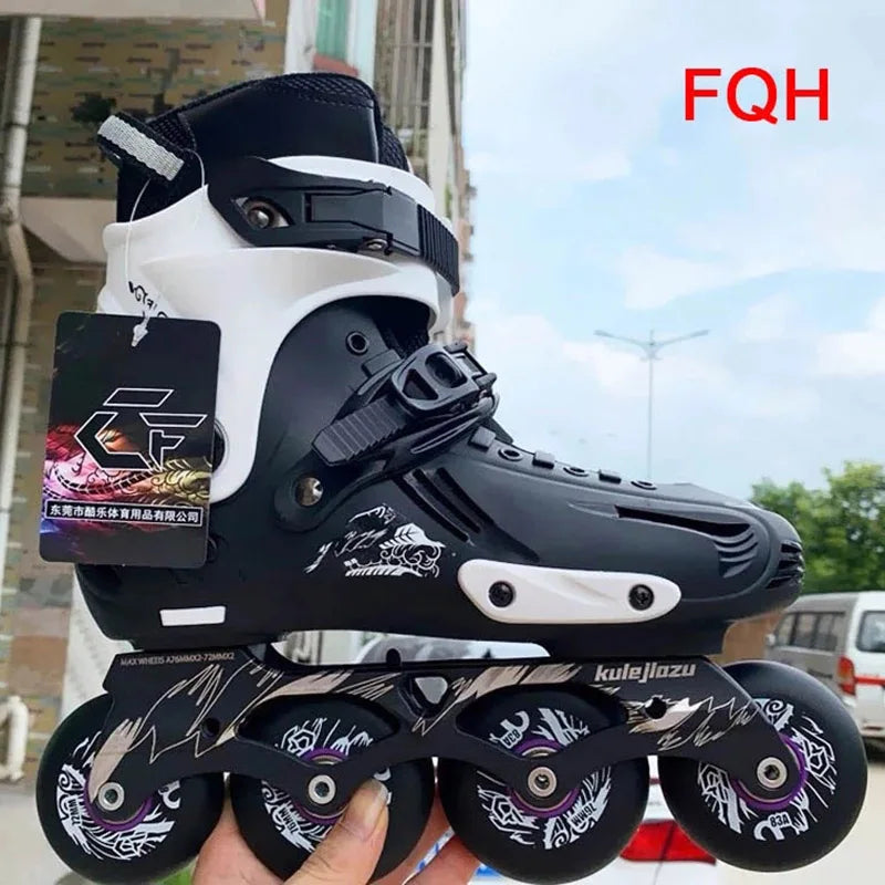 Patines en línea originales de PU para adultos y niños, 4 ruedas, Patines de marco plano para Slalom, deslizamiento, FSK, patinaje de carretera