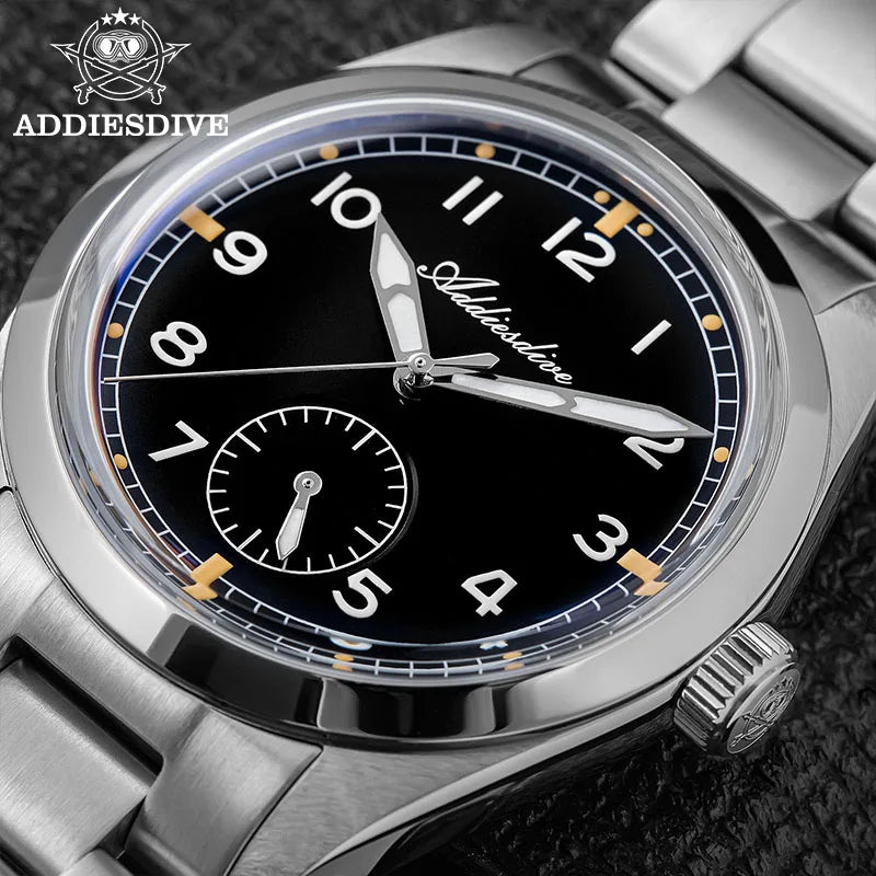 Reloj de lujo para hombre ADDIESDIVE, movimiento japonés VH31, resistente al agua 10 bares, brazalete de acero inoxidable, reloj de cuarzo para hombre con luz nocturna