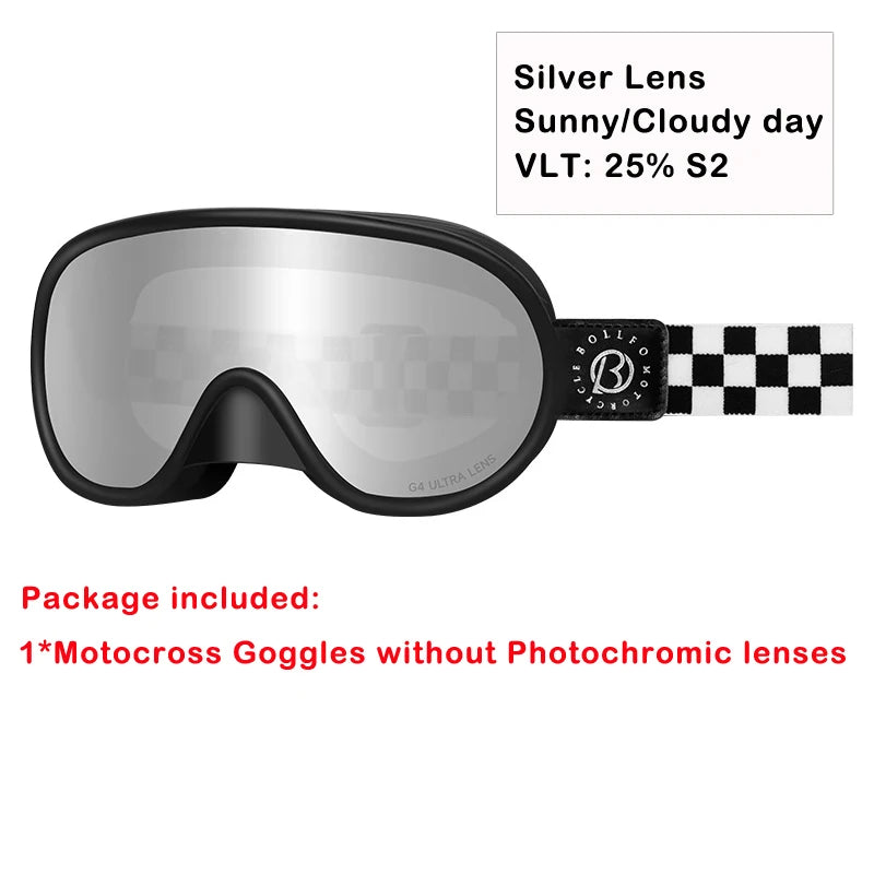 BOLLFO-gafas fotocromáticas Vintage para motocicleta, equipo de equitación para Motocross, UV400, antiniebla, para esquí, moto de nieve y Snowboard
