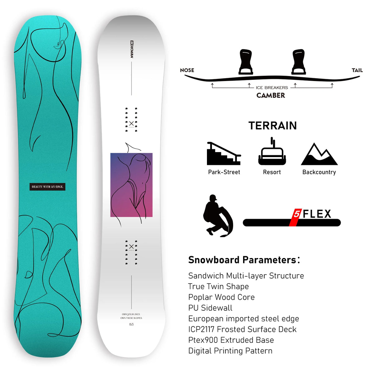 Juego completo de snowboard con fijaciones y botas